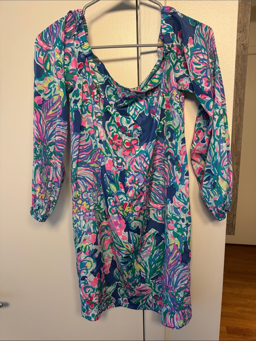 Lilly Pulitzer Adira Off the Shoulder Dress Indigo Exotic Escapade